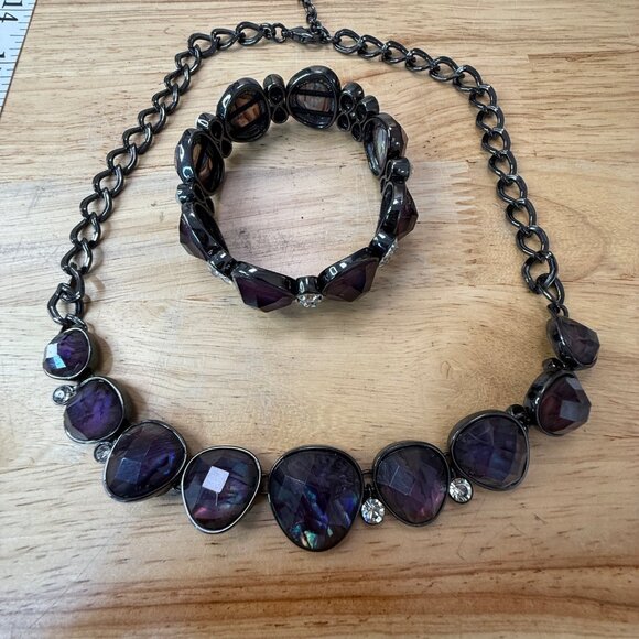 Jones New York Purple Stone Necklace & Bracelet Set With Crystal Accents - Picture 13 of 15